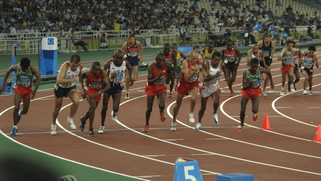 a person running in the olympics