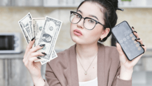 A person is holding money.